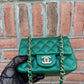 Chanel 18S Emerald Green Mini Square Caviar Flap Bag