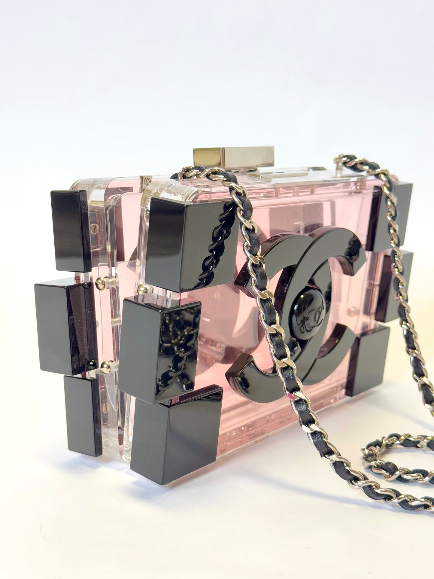 Chanel Plexiglass Pink Barcode Lego Minaudiere