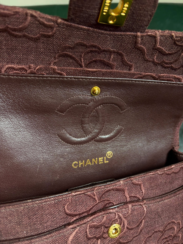 Chanel Classic Flap Small Camellia Burgundy 24K Gold Hardware 1997