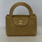 Chanel RARE 1998 Gold Silk Woven Mini Kelly