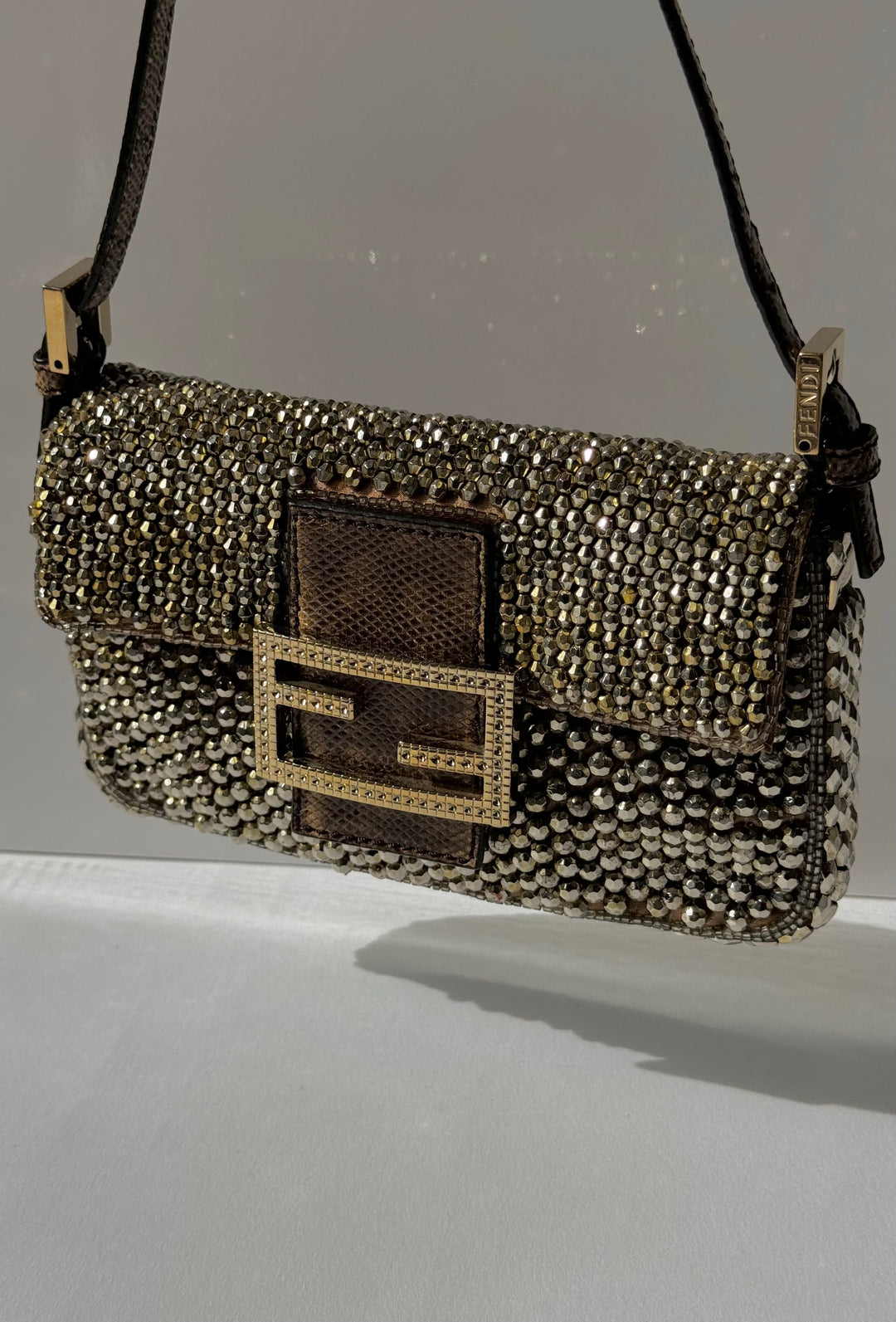 Fendi Mini Karung Trimmed Embellished Baguette