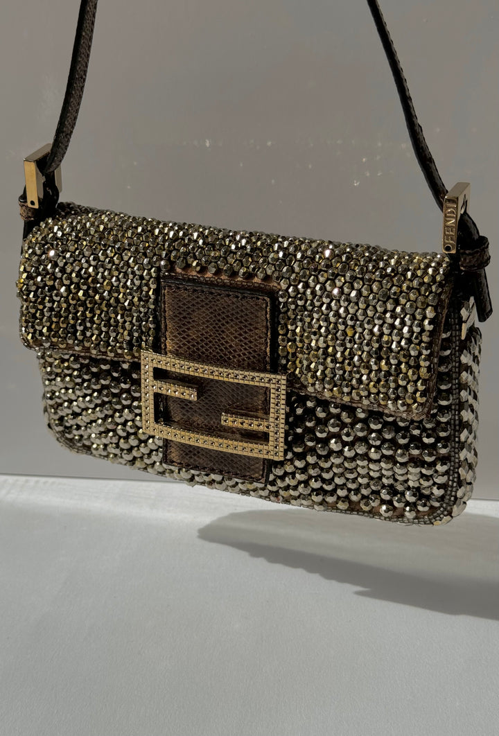 Fendi Mini Karung Trimmed Embellished Baguette