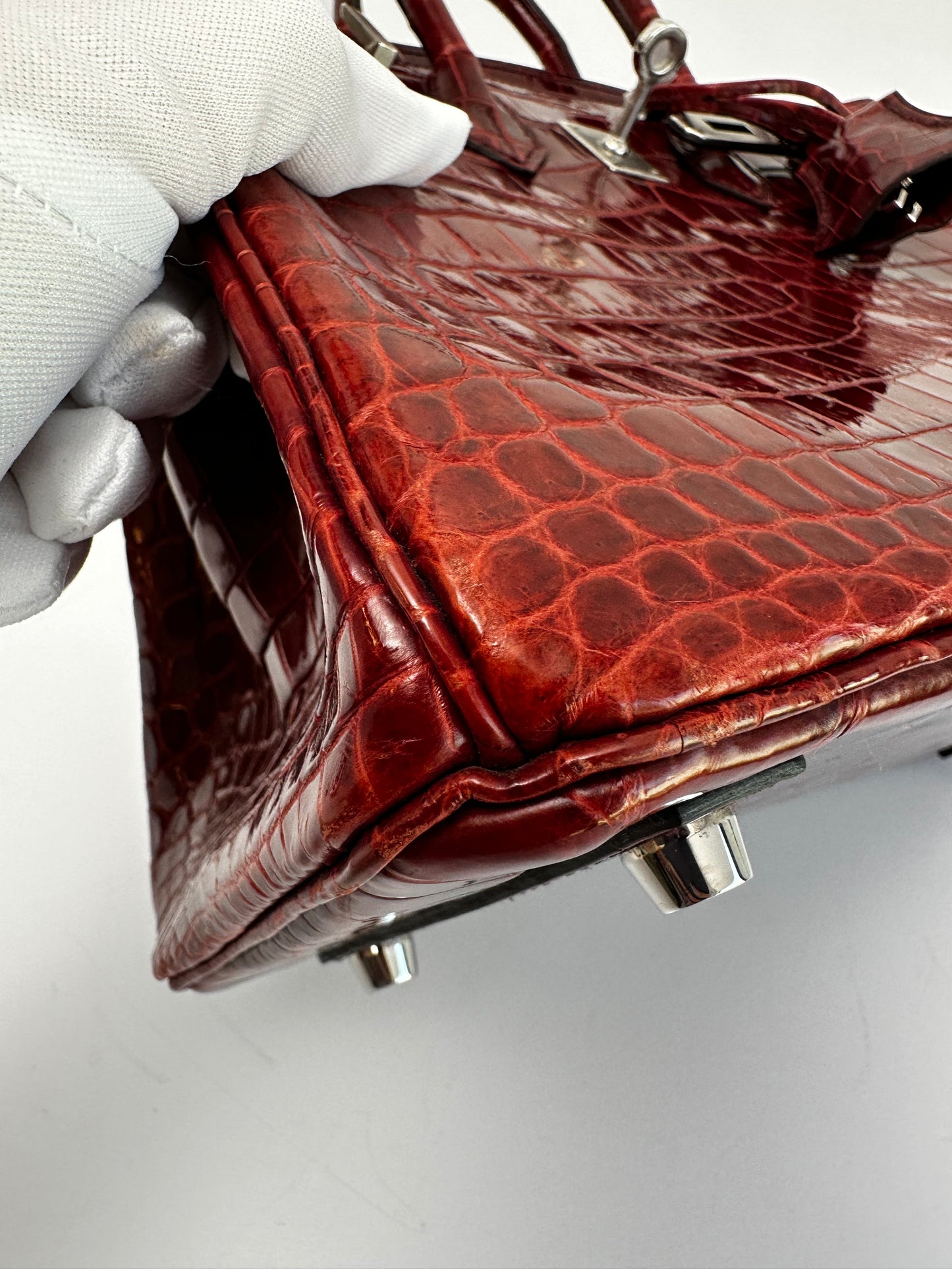 Hermes 2016 Bourgogne Shiny Niloticus Crocodile Birkin 25