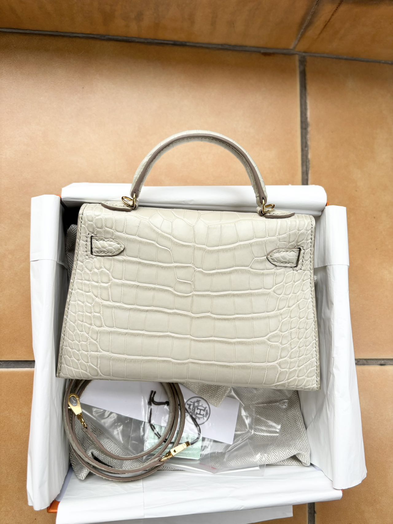 Hermes Mini Sellier Beton Matte Alligator Kelly 20