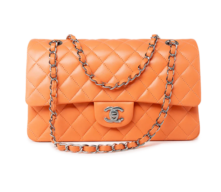 Chanel 21S Orange Neon Lambskin Medium Flap Bag