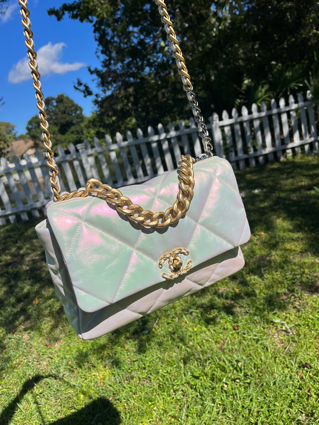 Chanel Pearl Iridescent Large 19 Flap Bag