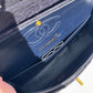 Chanel 1997 Medium 24K Navy Camellia Classic Flap Bag