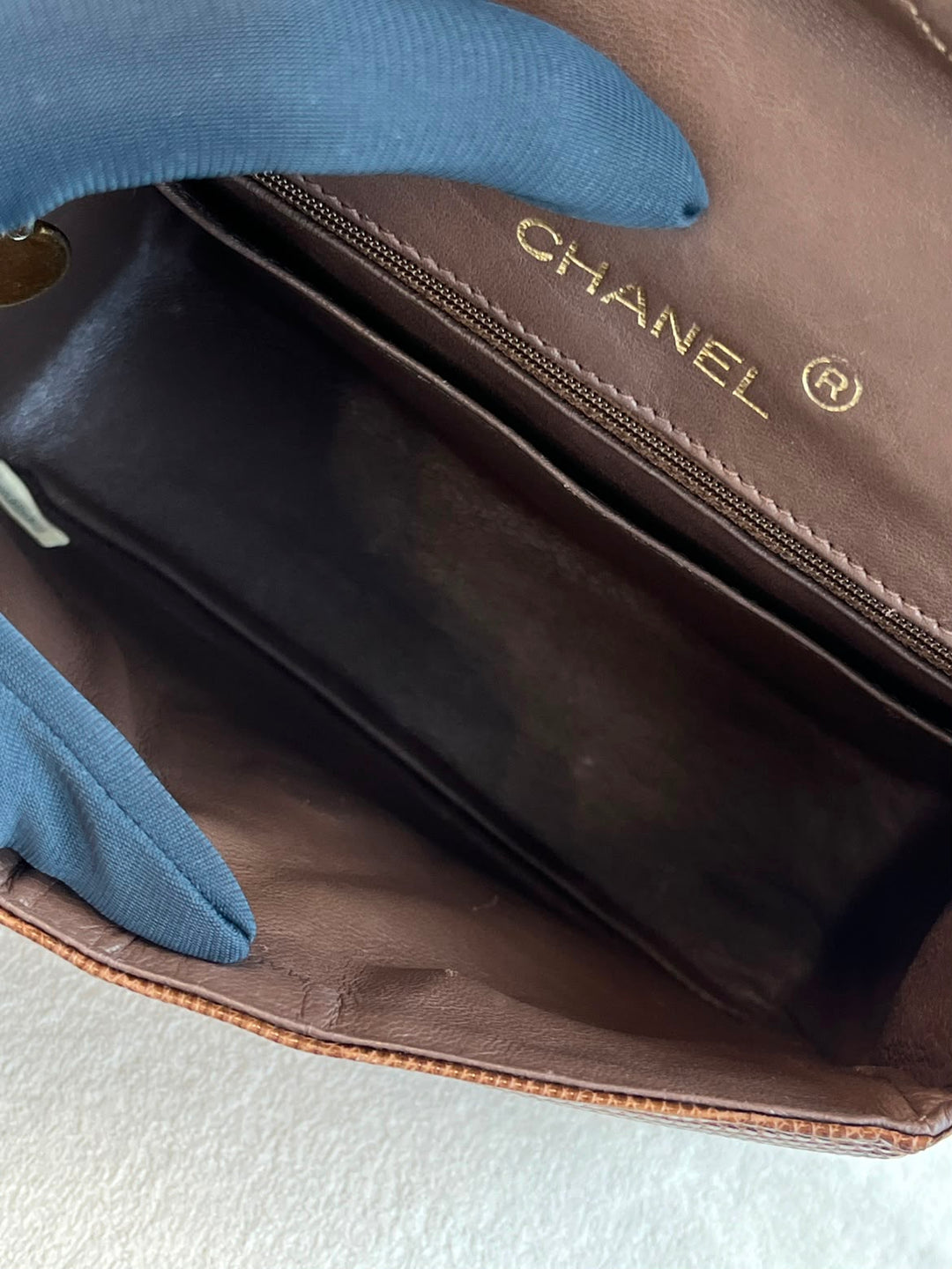 Chanel Brown Vintage Lizard Mini Square Flap Bag 1986