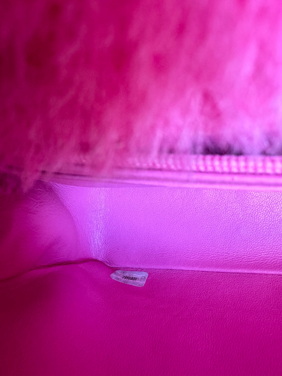 Chanel RARE 1994 Pink Faux Fur Kelly Top Handle