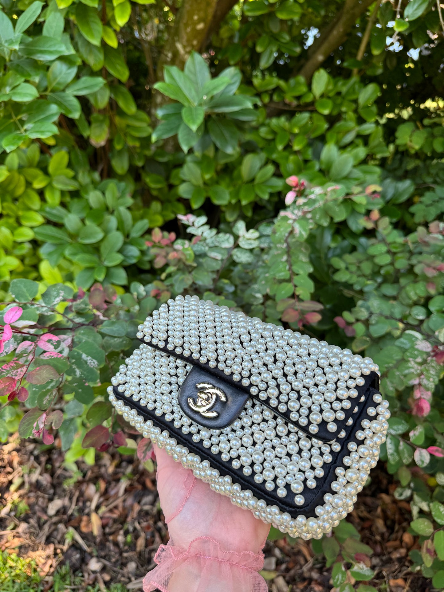 Chanel 19S Pearl Embellished Mini Rectangular Flap Bag