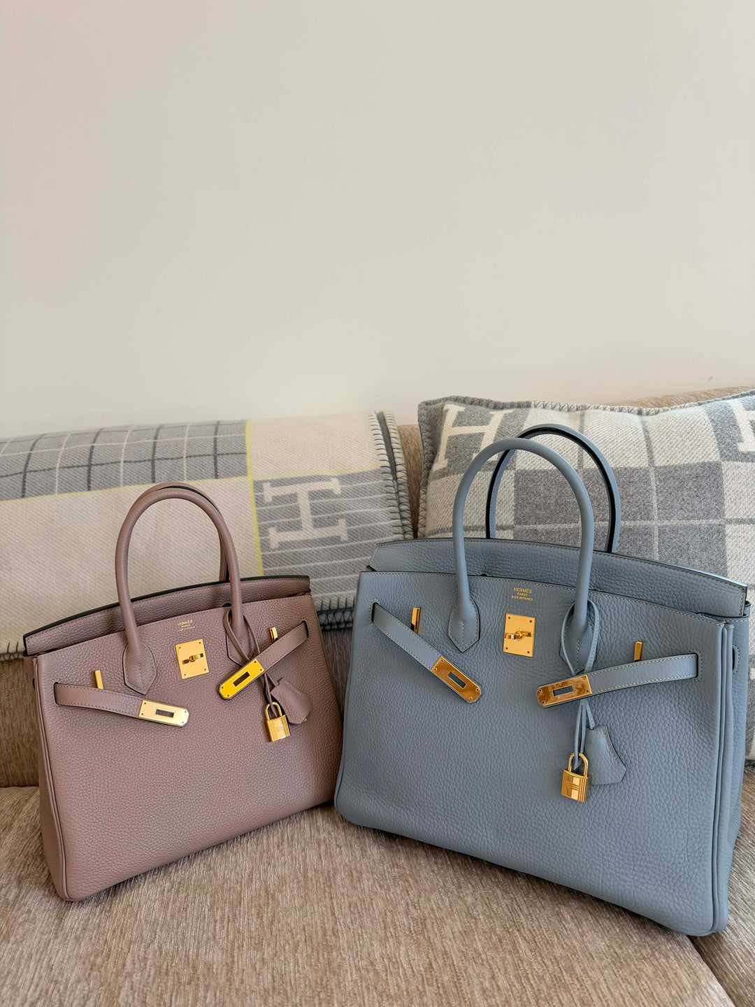 Hermès Birkin 35 Bleu Lin Togo Gold Hardware