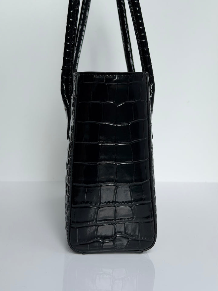 Chanel Mini Shopping Bag Crocodile Embossed Calfskin Black 2026