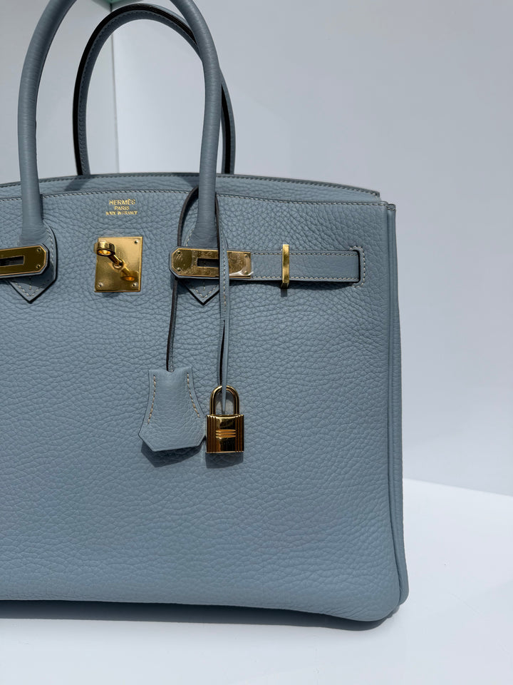 Hermès Birkin 35 Bleu Lin Togo Gold Hardware 2012