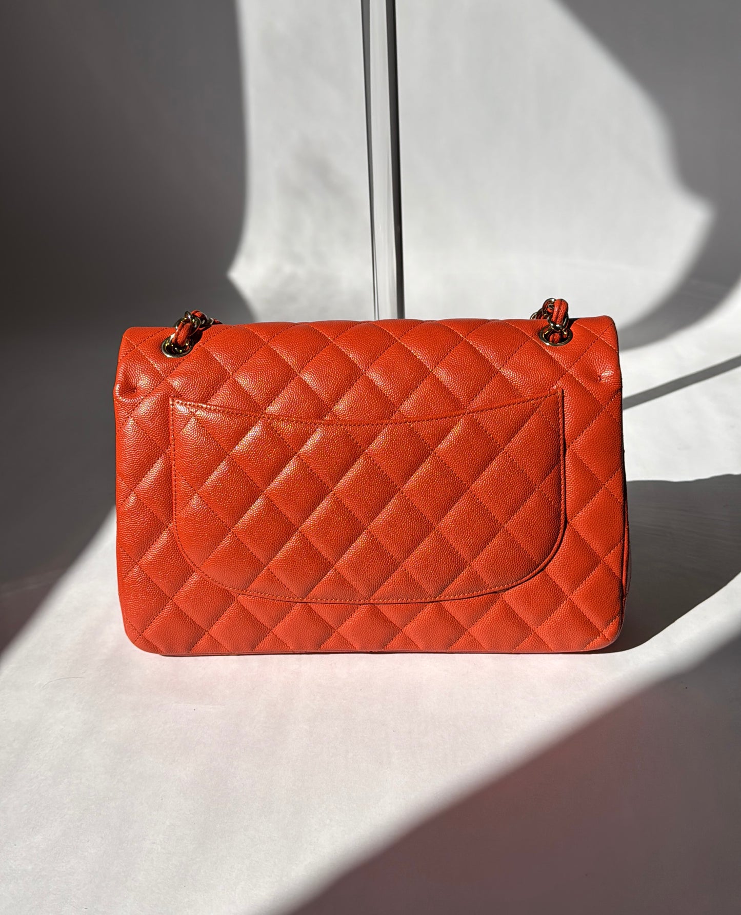 Chanel Jumbo Orange Caviar Double Flap Bag