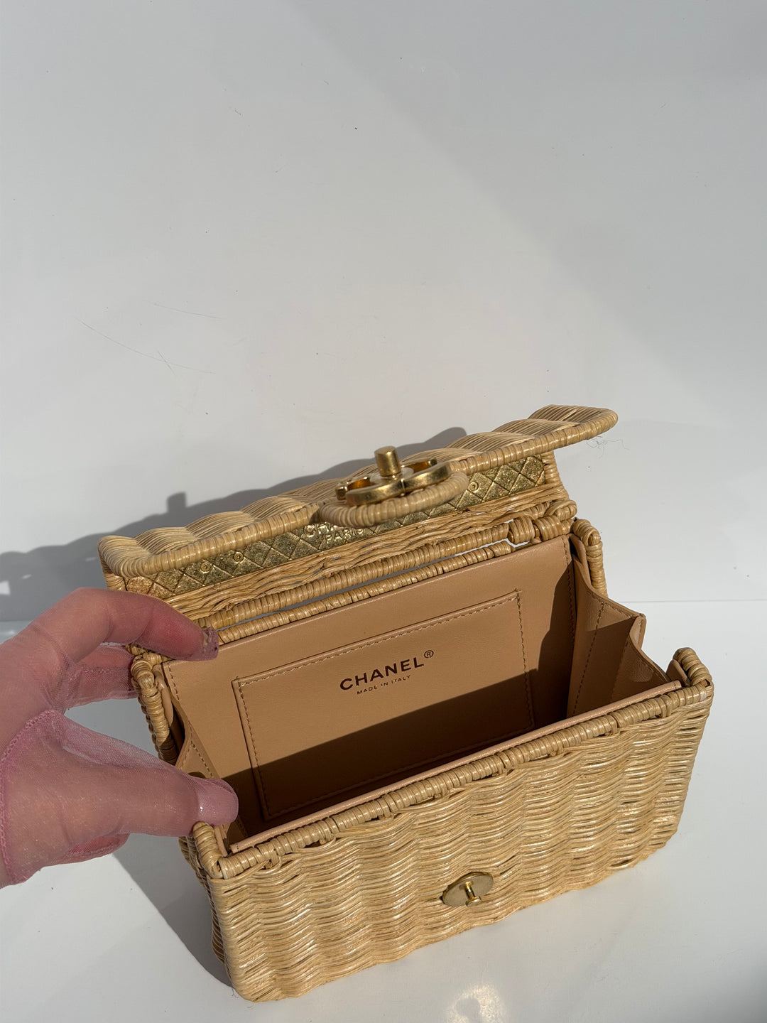 Chanel Braided Mini CC Top Handle Tan Rattan Gold Hardware 2025/26 Cruise