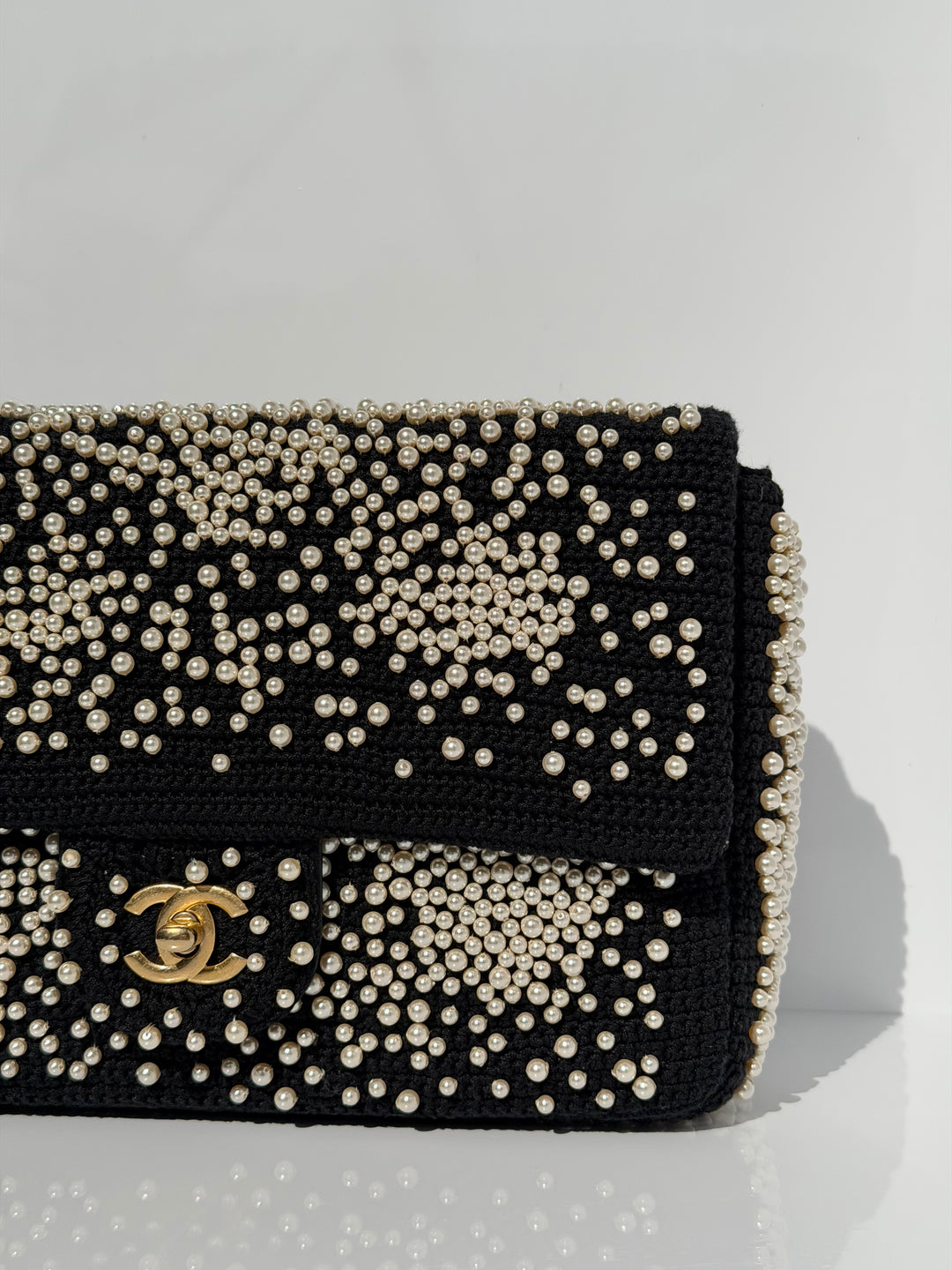 Chanel 17C Medium Flap Bag Pearl Embellished Gold Hardware 2017