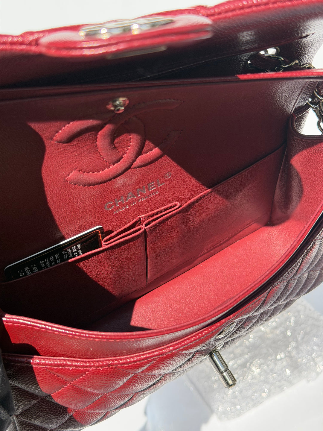 Chanel Small Classic Double Flap Caviar Burgundy Silver Hardware 2020