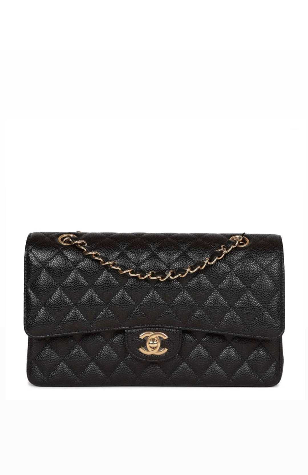 Chanel Medium Classic Double Flap Caviar Black Gold Hardware 2018