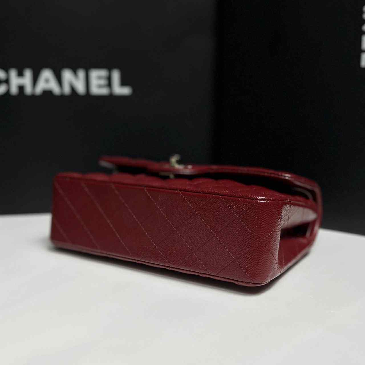 Chanel 19b Burgundy Small Caviar Classic Flap