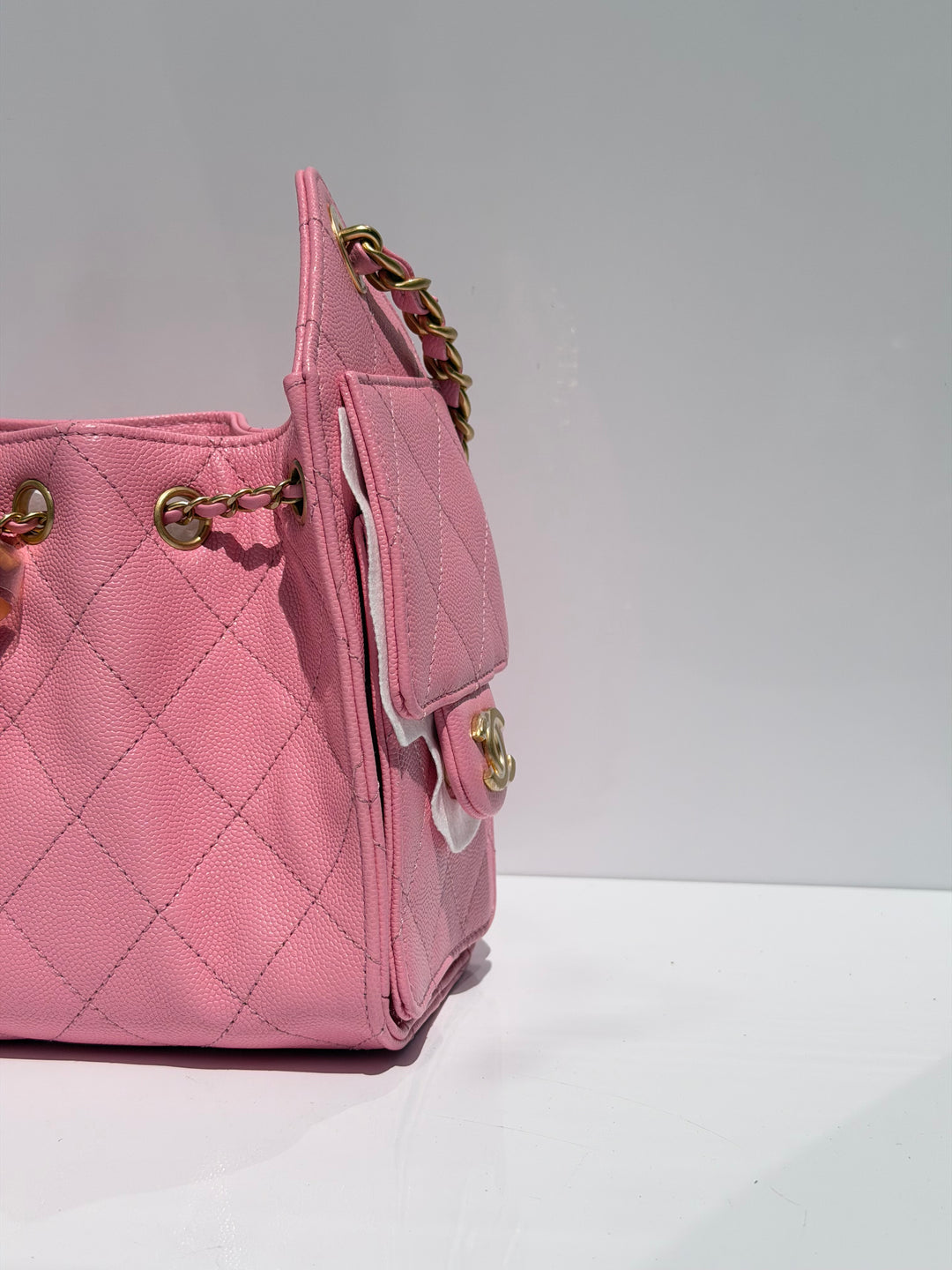 Chanel Mini 25 Hobo Bag Caviar Leather Bubblegum Pink Antique Gold Hardware 2026