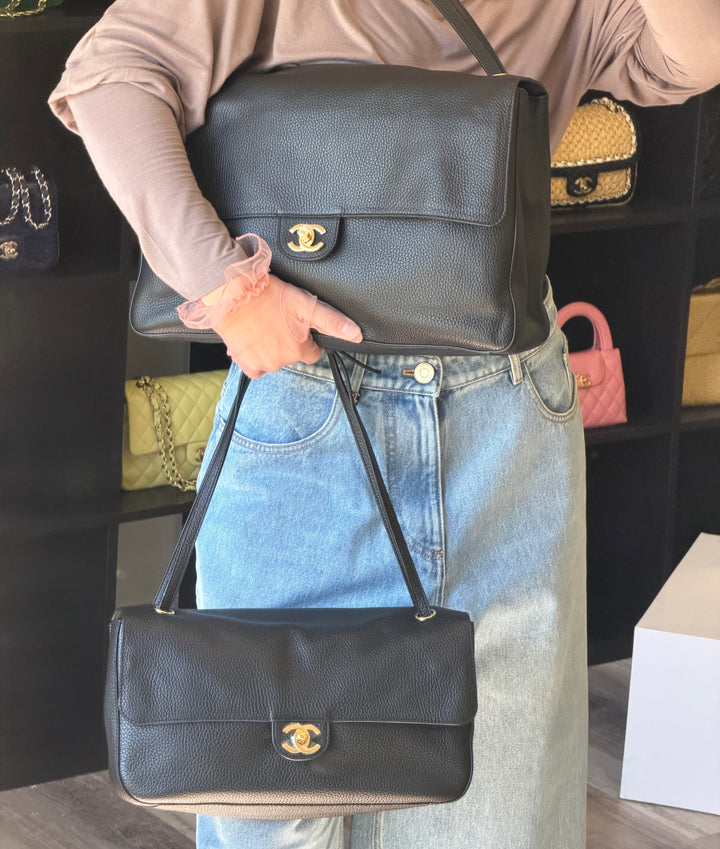 Chanel Maxi 38 Flap Bag Black Souplissimo Grained Calfskin Gold Tone Hardware 2026