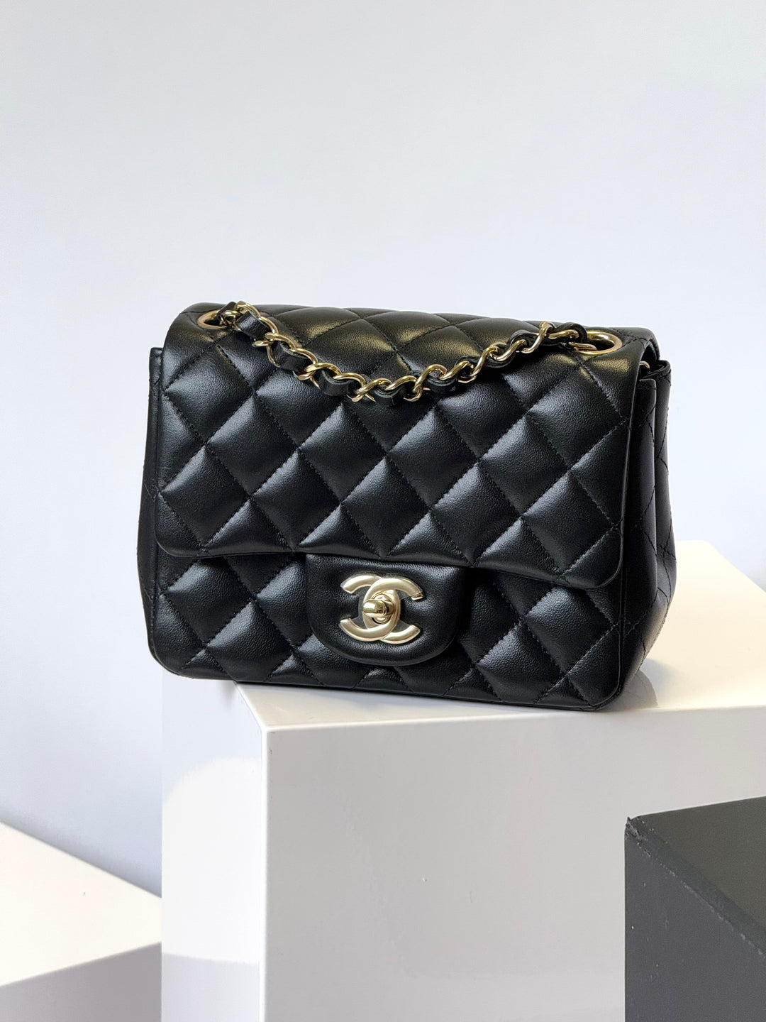 Chanel 2024 Black Mini Lambskin Square Flap Bag