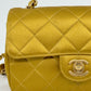 Chanel Gold Satin Mini Rectangle Flap