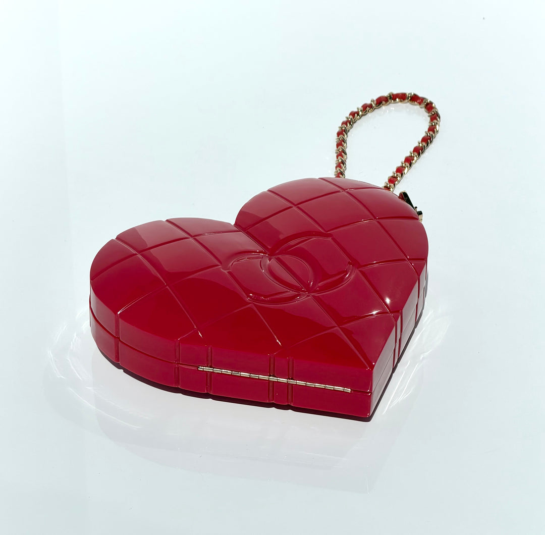 Chanel Heart Minaudiere Lucite Red Gold Hardware 2002