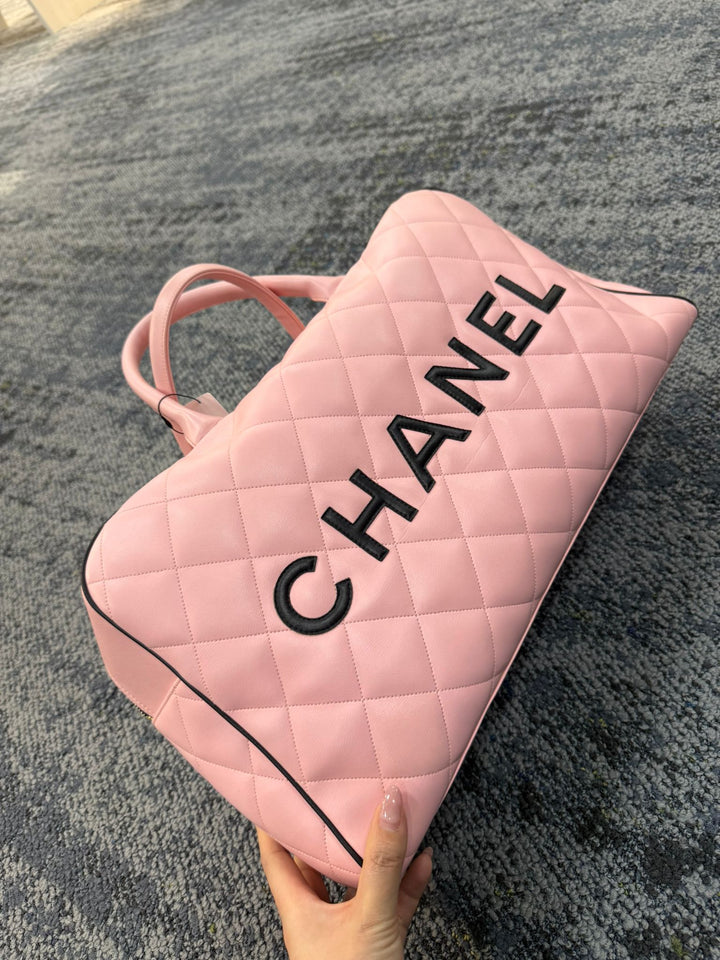 Chanel 1995 Pink CC Calfskin Duffle Bag