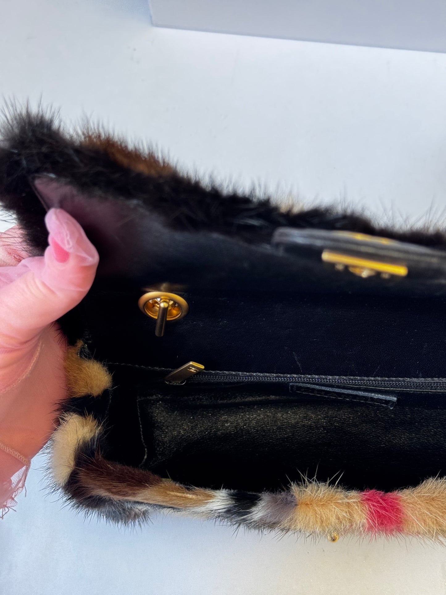 Chanel Multicolor Medium Mink Fur Single Flap Bag