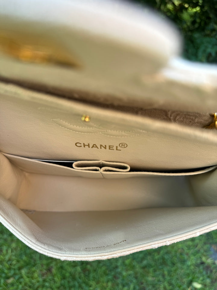 Chanel Classic Flap Small Camellia Ivory 24K Gold Hardware 1997