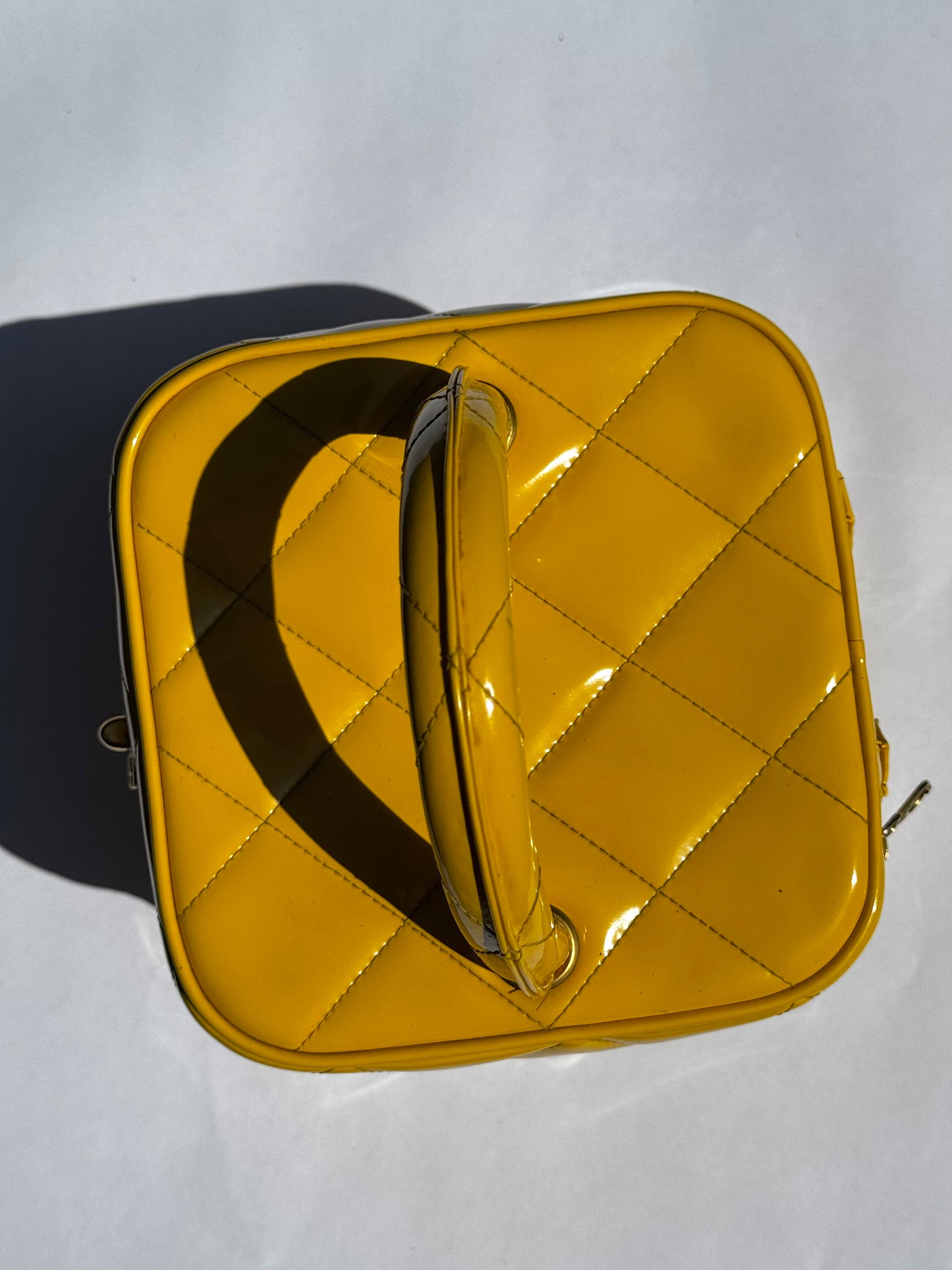 Chanel 1995 Yellow Heart Mirror Vanity Bag