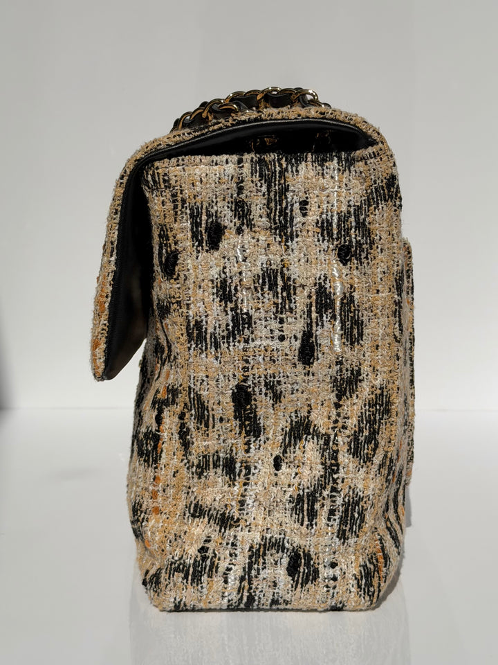 Chanel Maxi Flap Bag Brown Leopard Tweed Mixed Fibers Gold Tone Hardware Métiers D’Art 2026