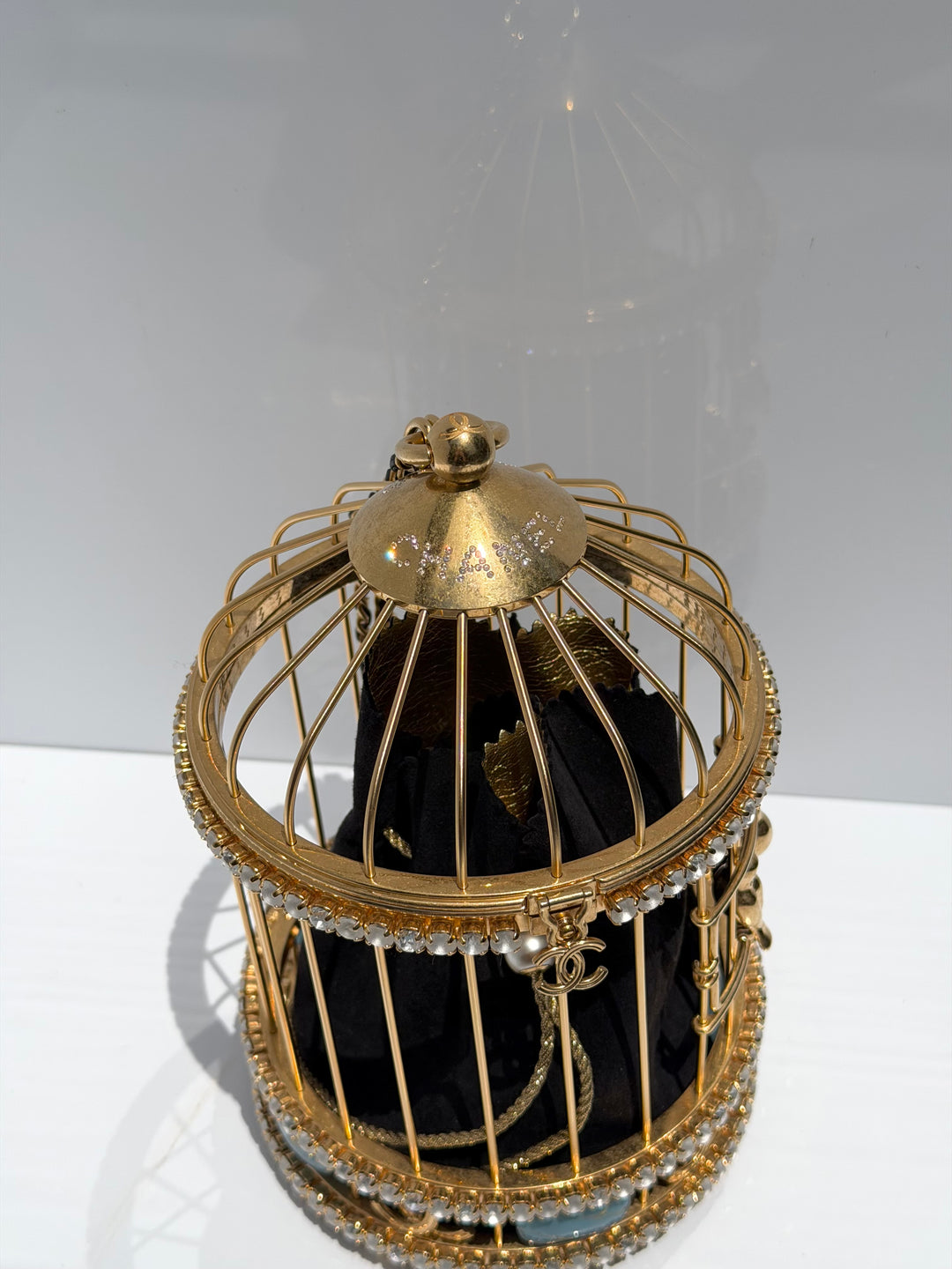 Chanel Bird Cage Minaudière Gold Lambskin Strass Enamel Gold Hardware 2020