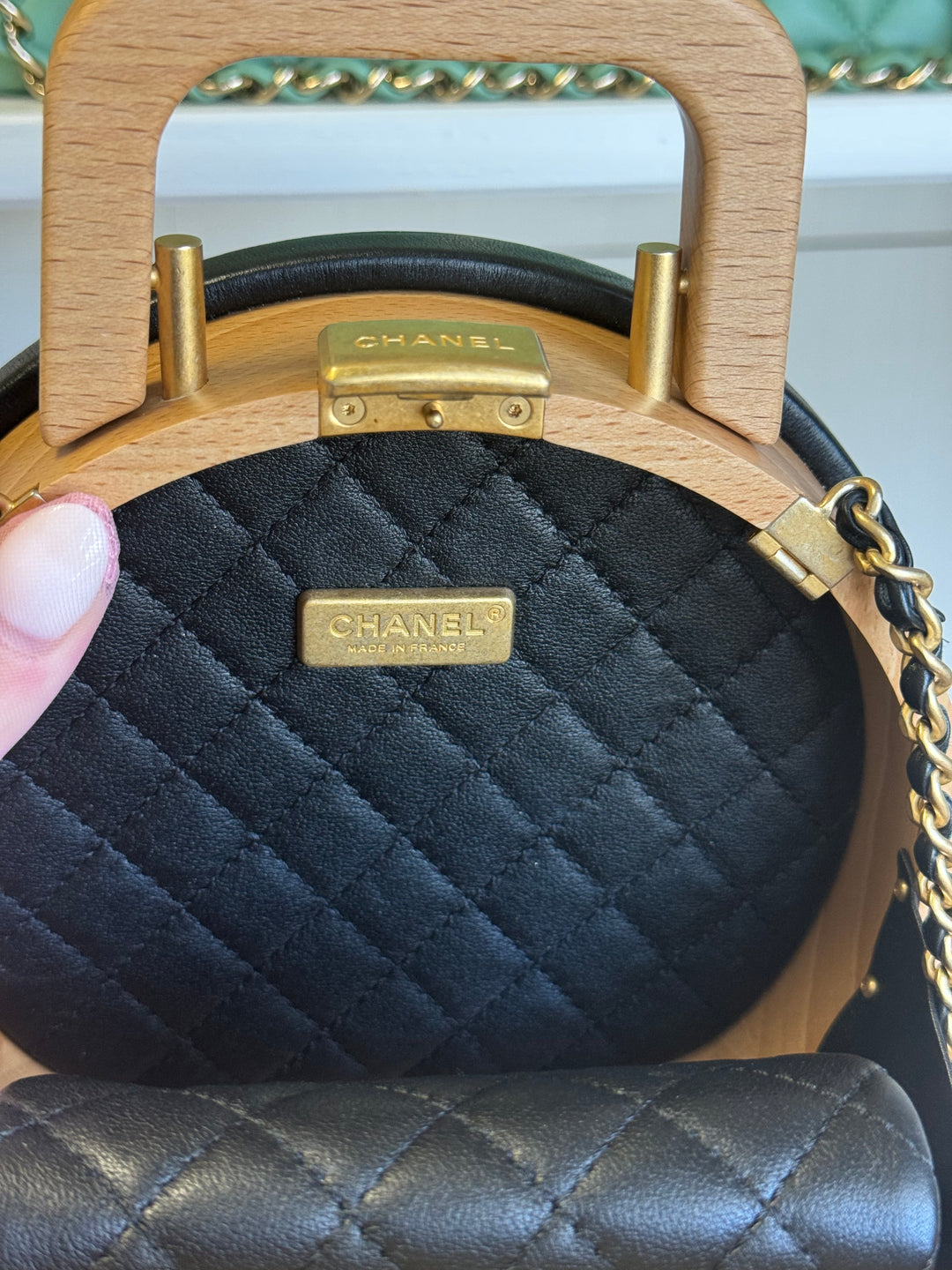Chanel 2022 Round Beech Wood Vanity Case