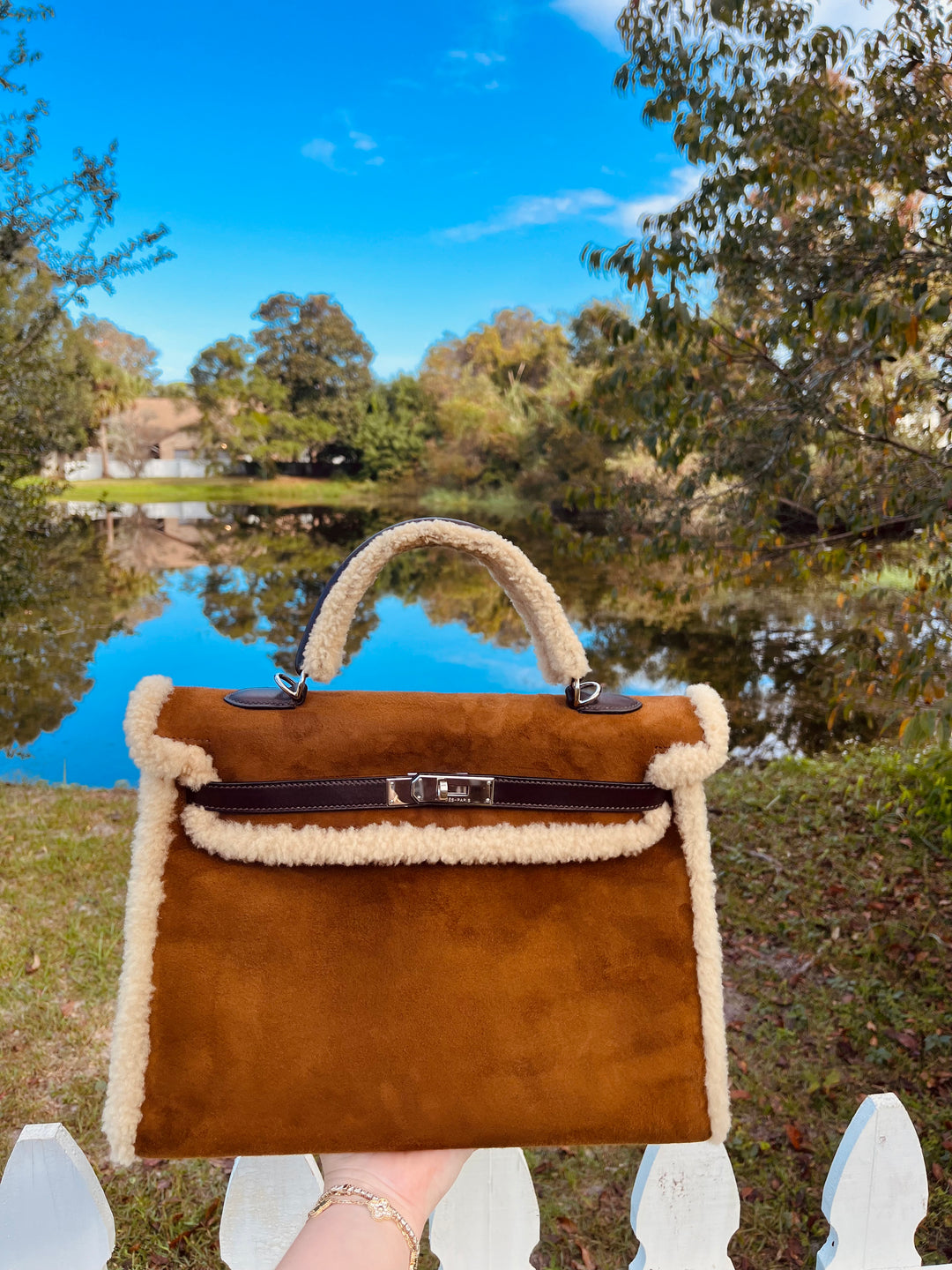 Hermes Shearling Teddy Kelly 35 PHW