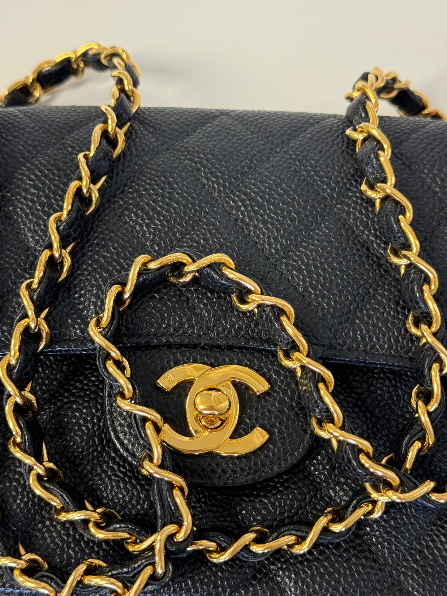 Chanel 6 Series Black Small Vintage Caviar Classic Flap Bag