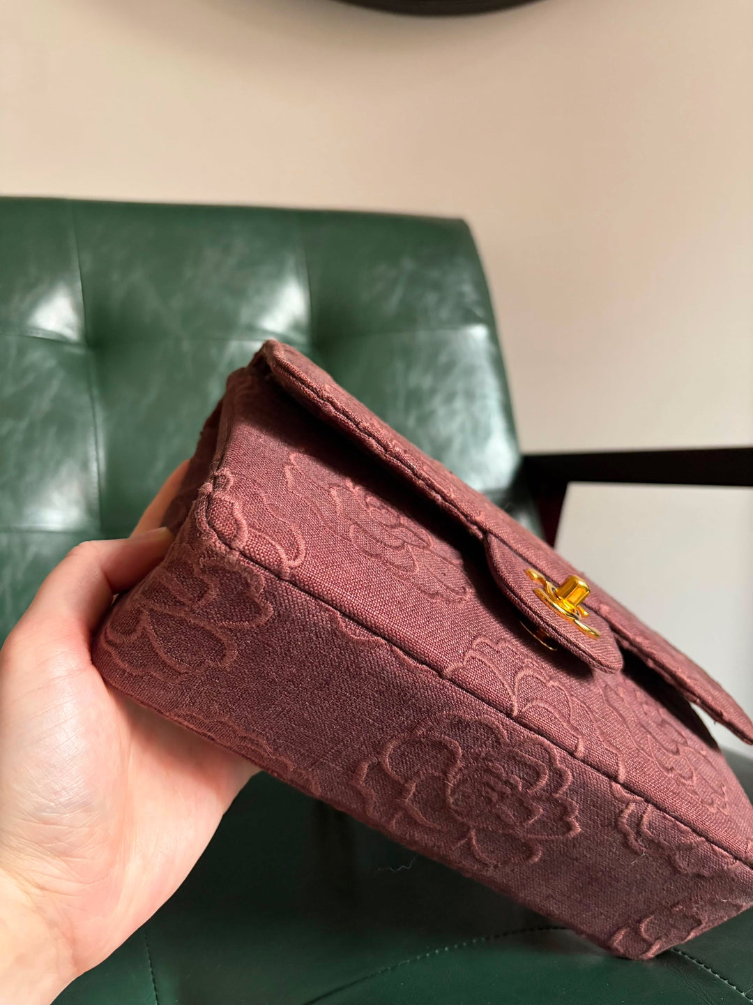 Chanel Classic Flap Small Camellia Burgundy 24K Gold Hardware 1997