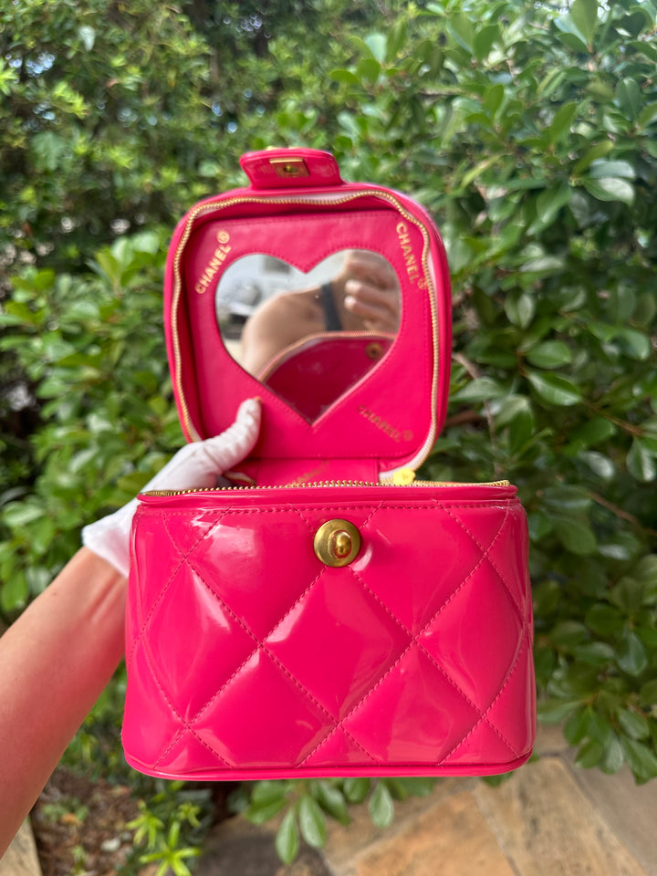 Chanel 1995 Barbie Collection Hot Pink Heart Vanity Case
