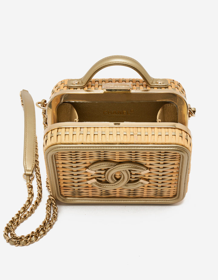 Chanel 2019 Small Gold Wicker Vanity