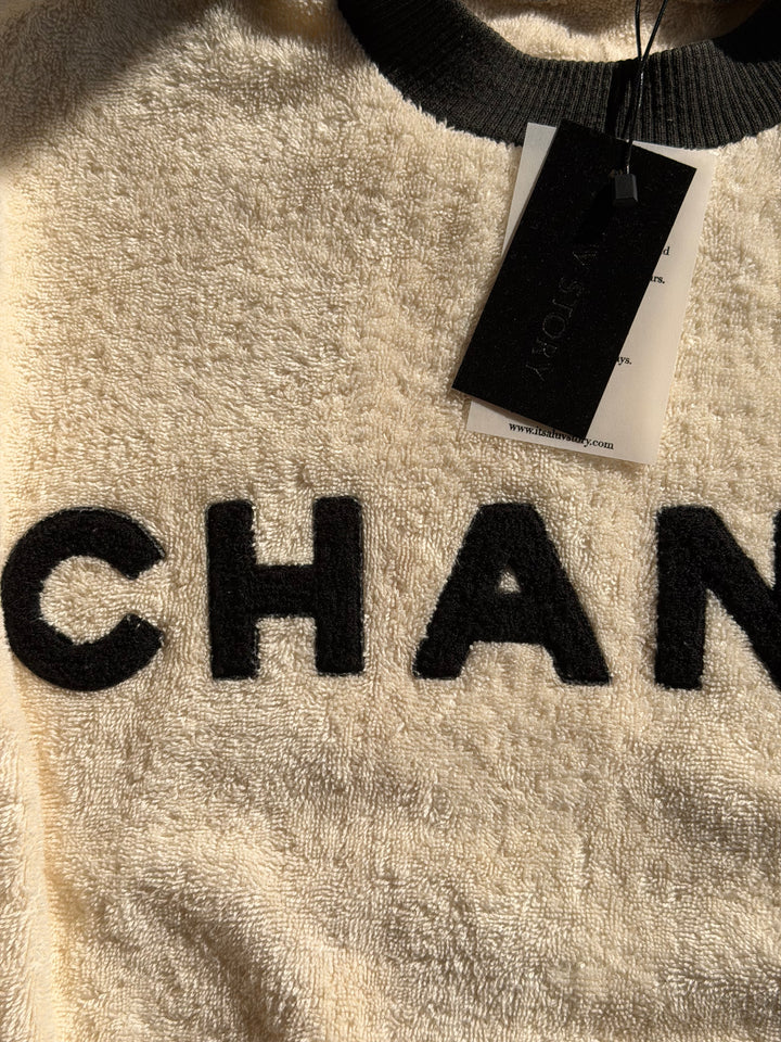 Chanel 1992 Runway Terrycloth Ivory Sweater