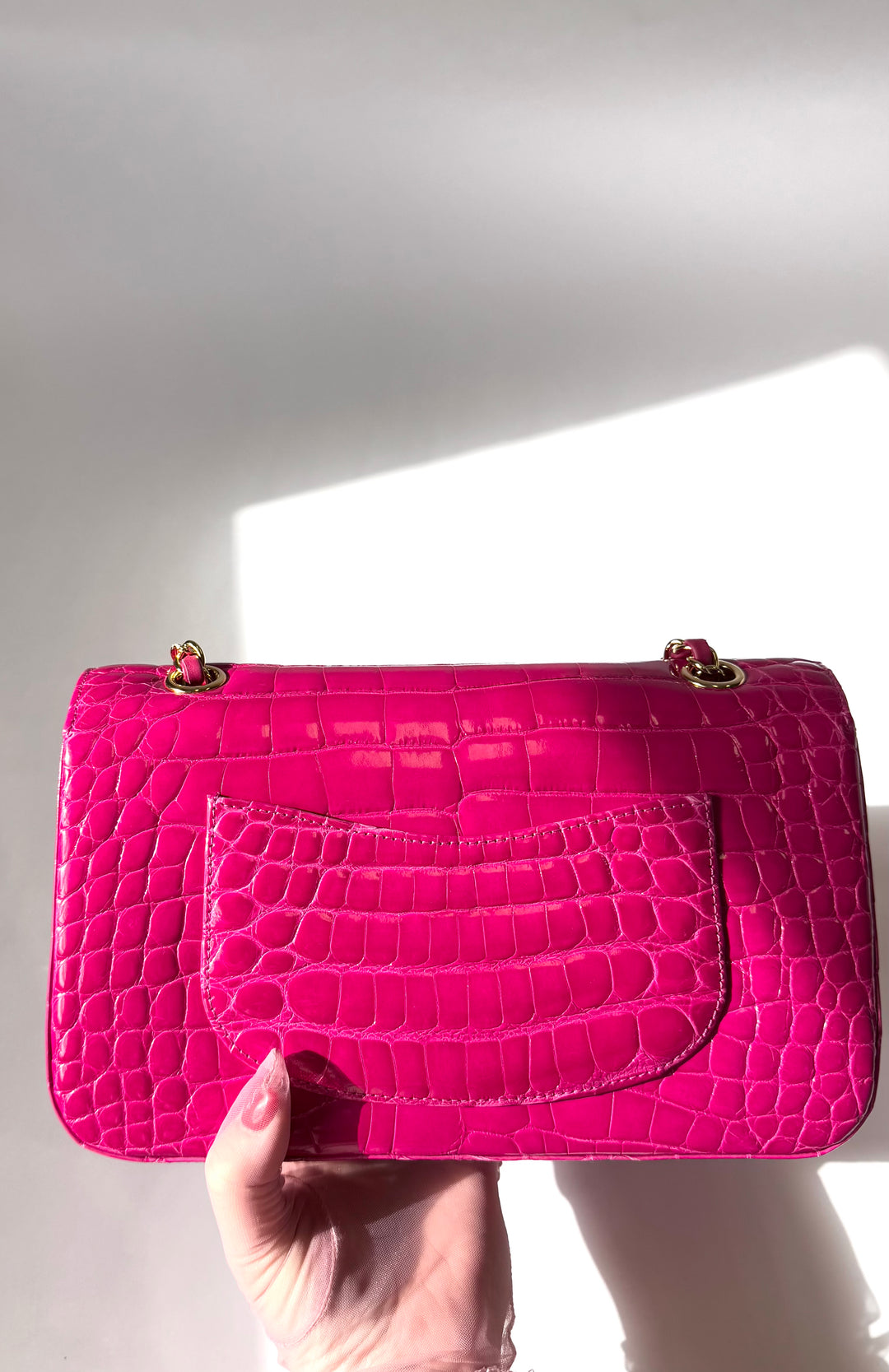 Chanel Fuchsia Alligator Medium Classic Flap Bag