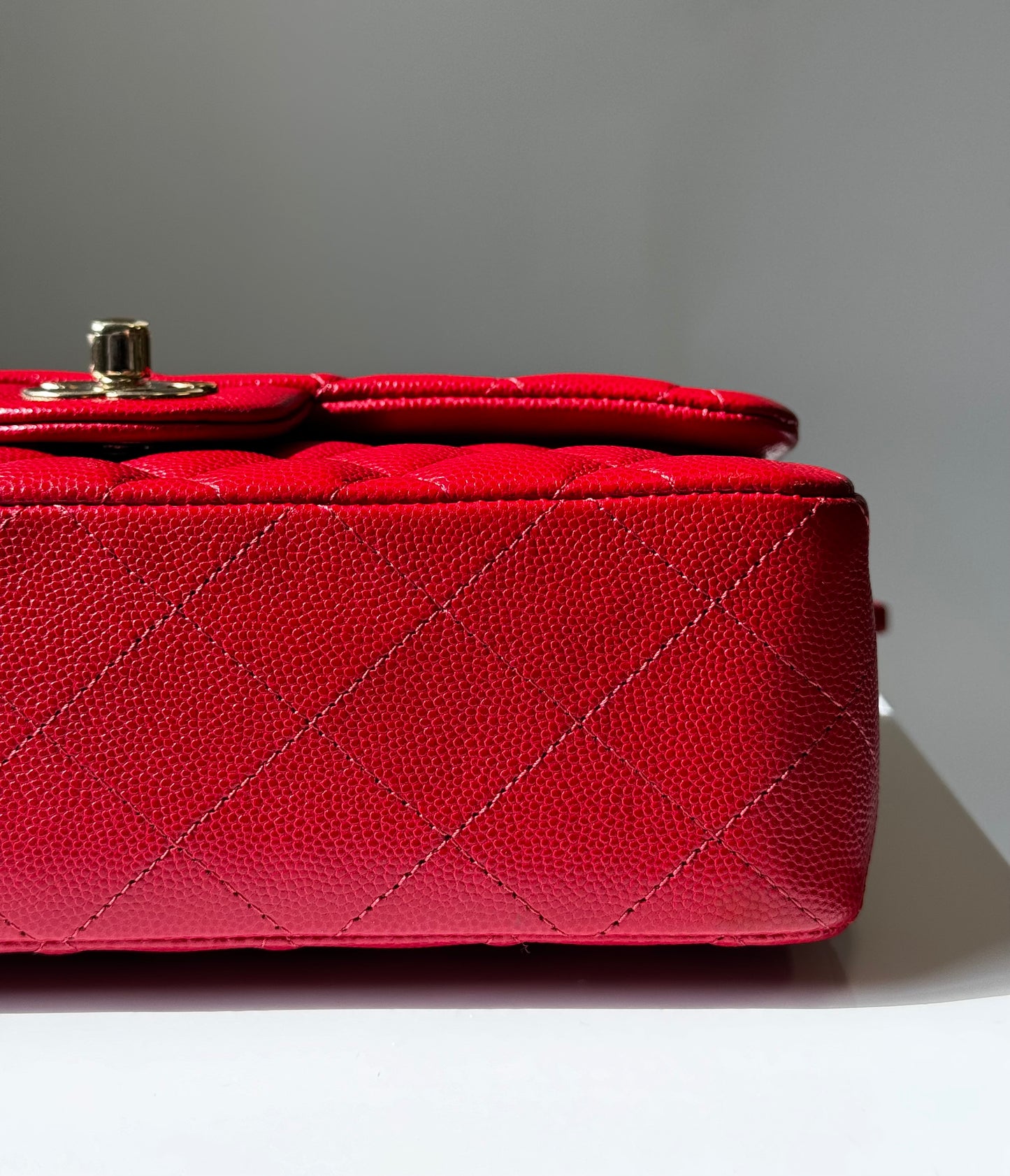 Chanel 19b Small Red Caviar Double Flap Bag