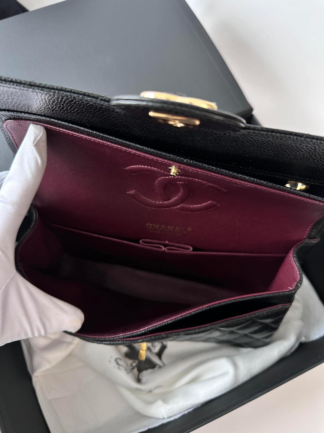 Chanel Black Medium Caviar Double Flap Bag GHW