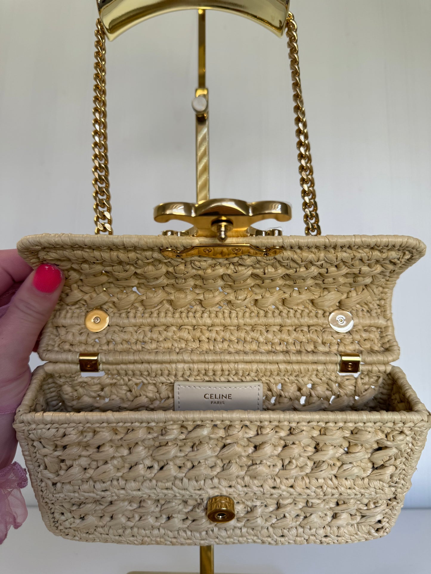 Celine 2023 Raffia Chain Shoulder Bag