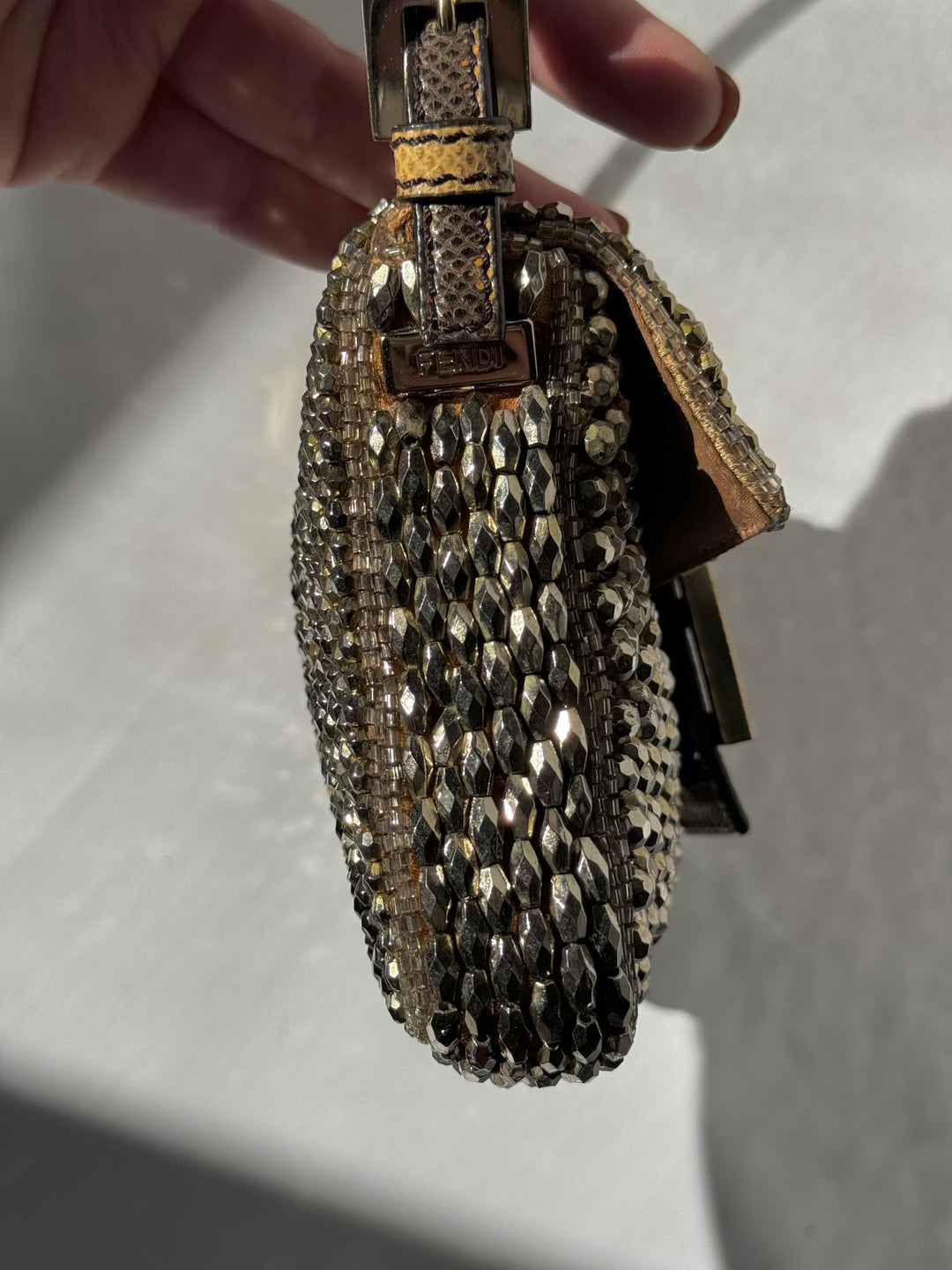 Fendi Mini Karung Trimmed Embellished Baguette