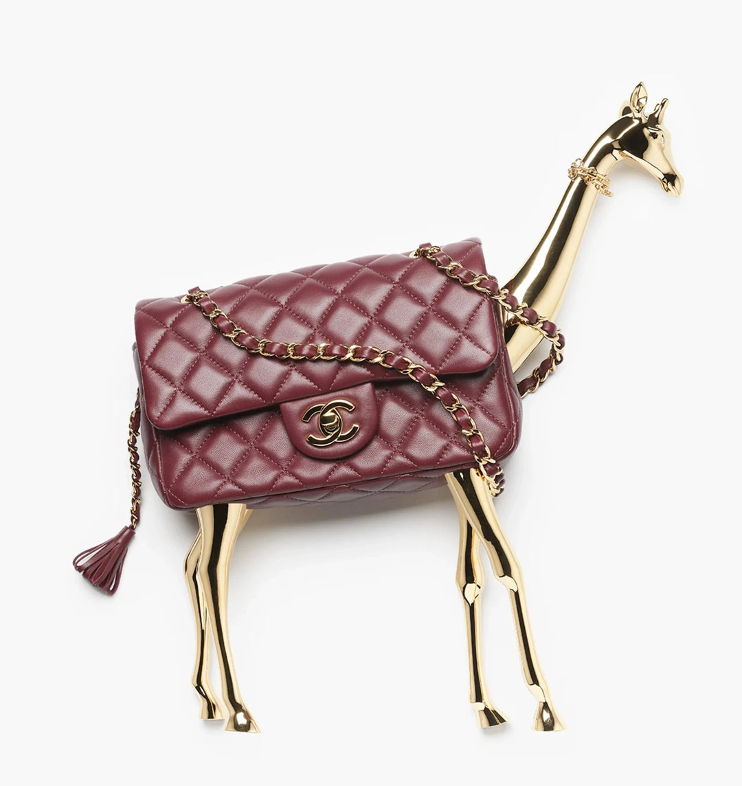 Chanel Giraffe Mini Flap Bag Dark Burgundy Lambskin Gold Tone Hardware Métiers d’Art 2026