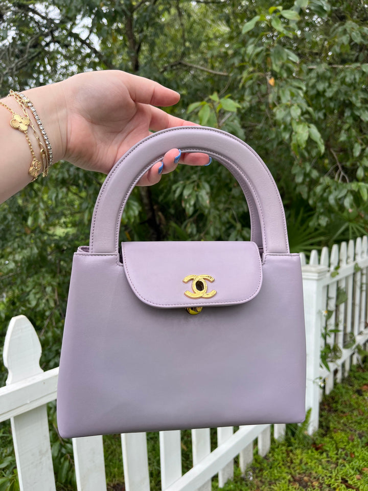 Chanel Vintage Medium Lilac  Lambskin Kelly Top Handle