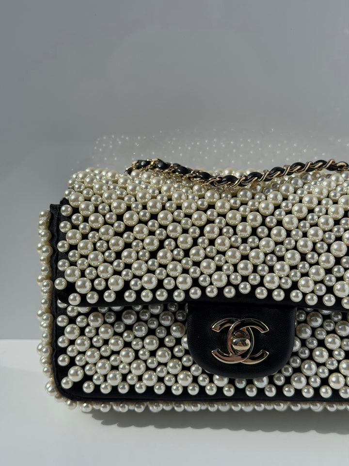Chanel 19S Pearl Embellished Mini Rectangular Flap Bag