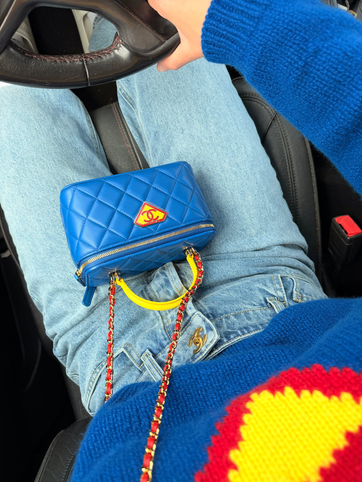 Chanel Métiers d’Art Cashmere Double CC Pullover Sweater Blue, Yellow & Red 2026